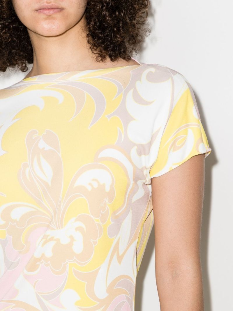 Tropicana-print Boat-neck Blouse