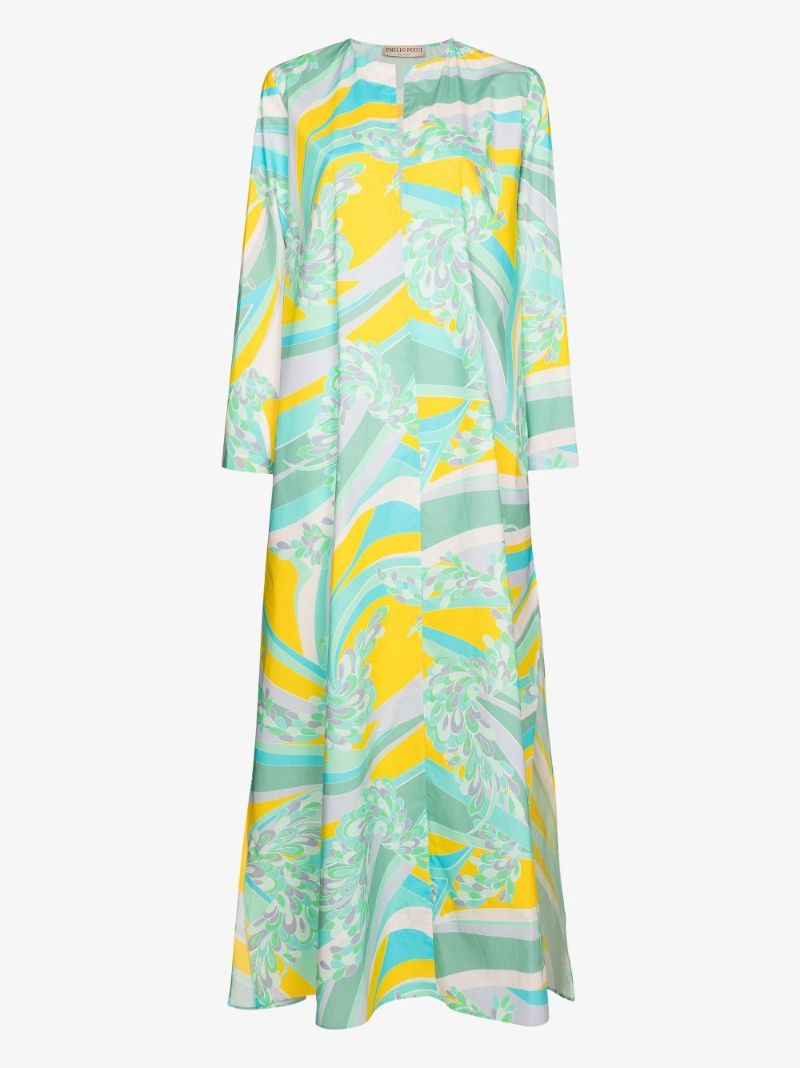 Abstract-print Long Beach Dress