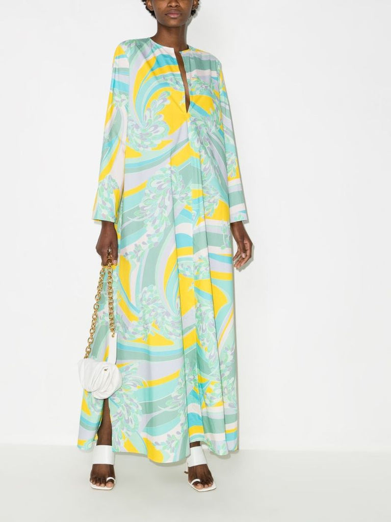 Abstract-print Long Beach Dress