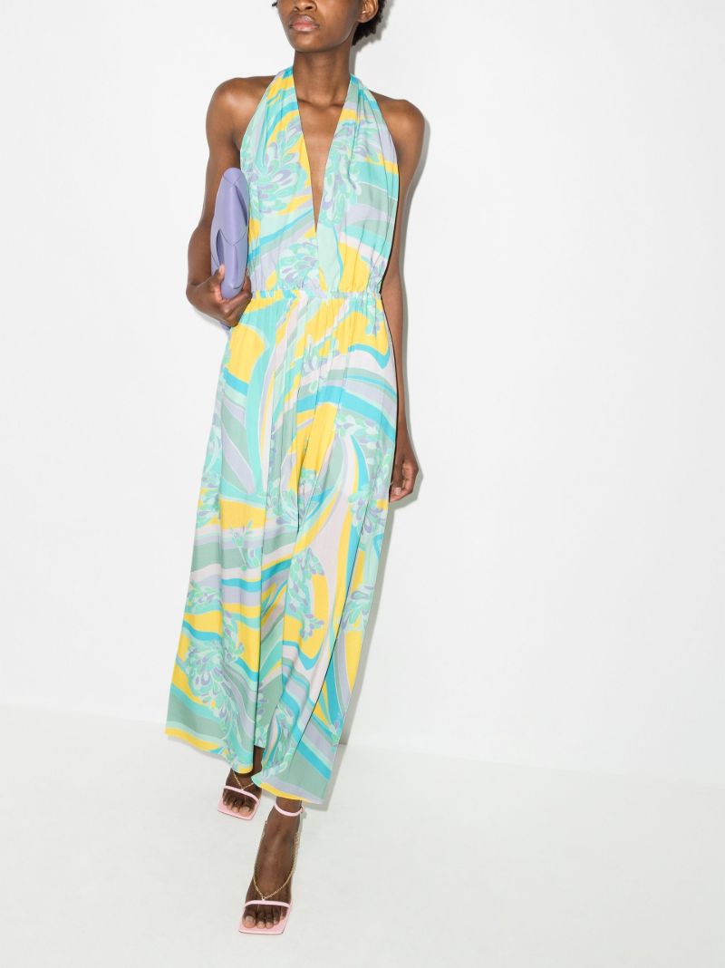 Abstract-print Long Beach Dress