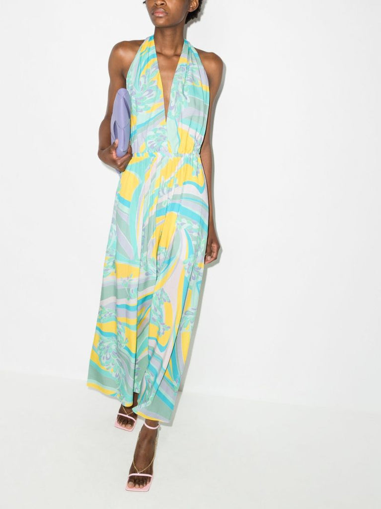 Abstract-print Long Beach Dress