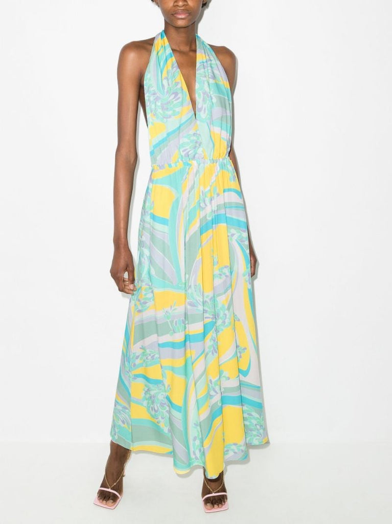 Abstract-print Long Beach Dress