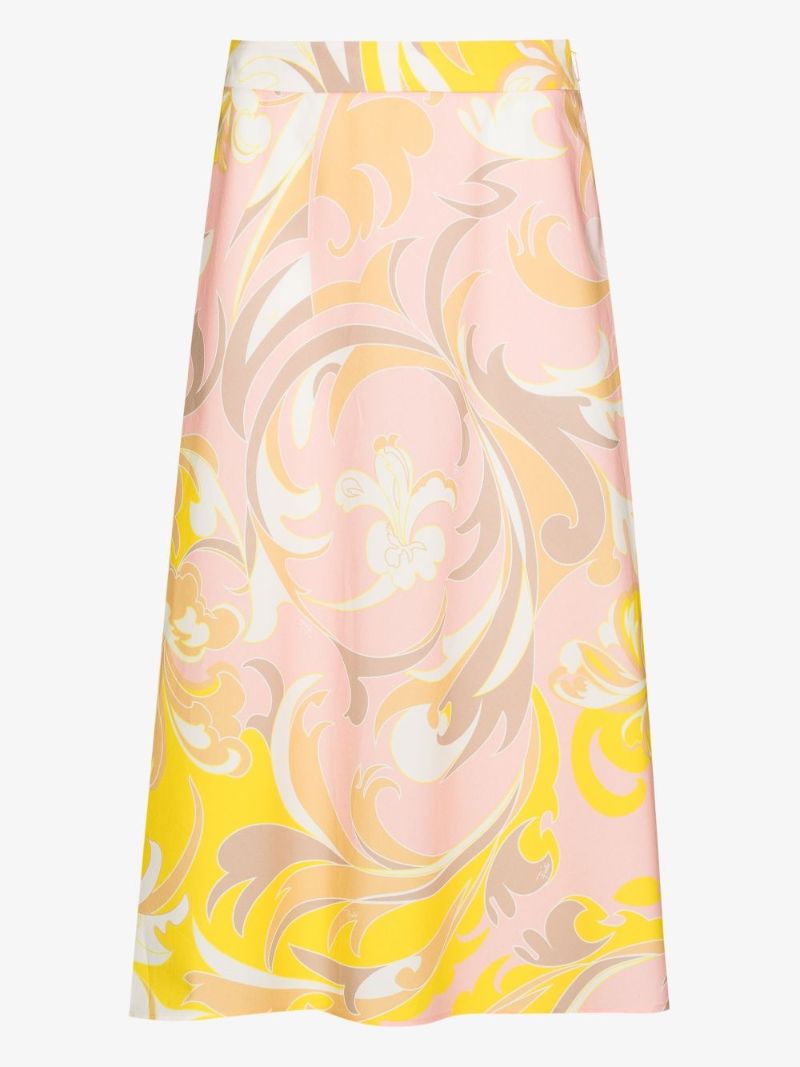 Tropicana Print Midi Skirt