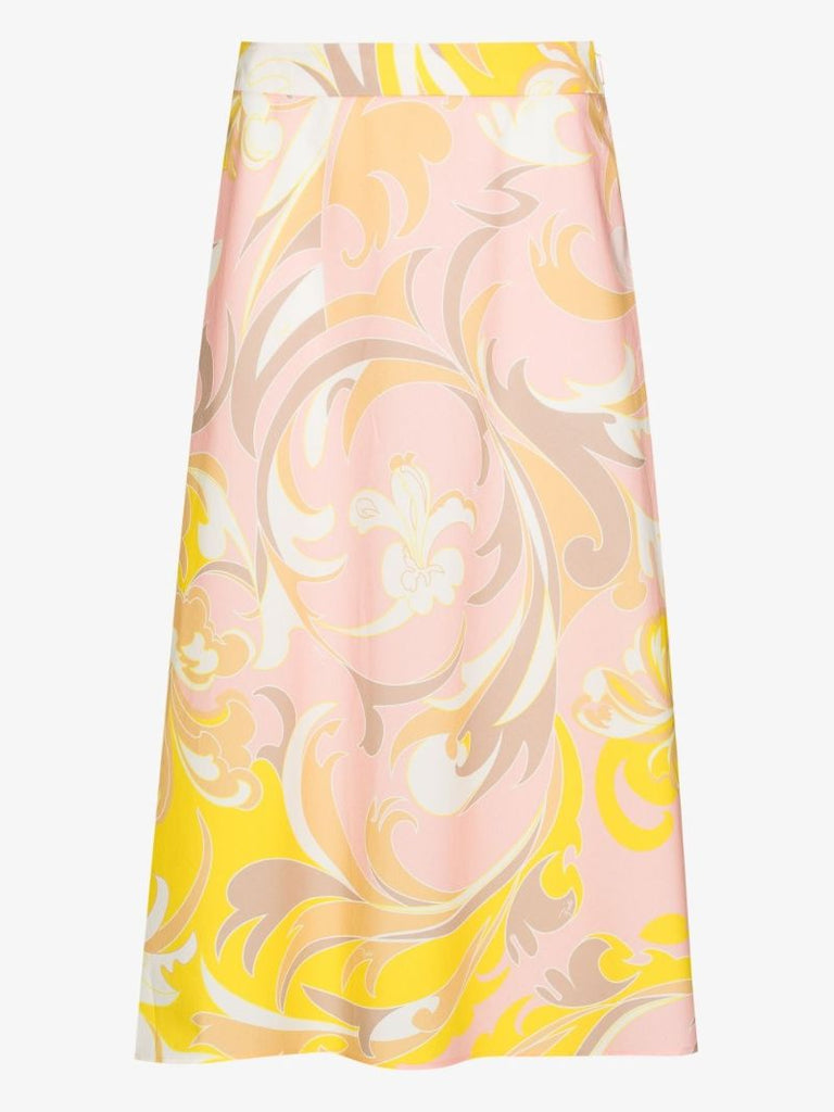 Tropicana Print Midi Skirt