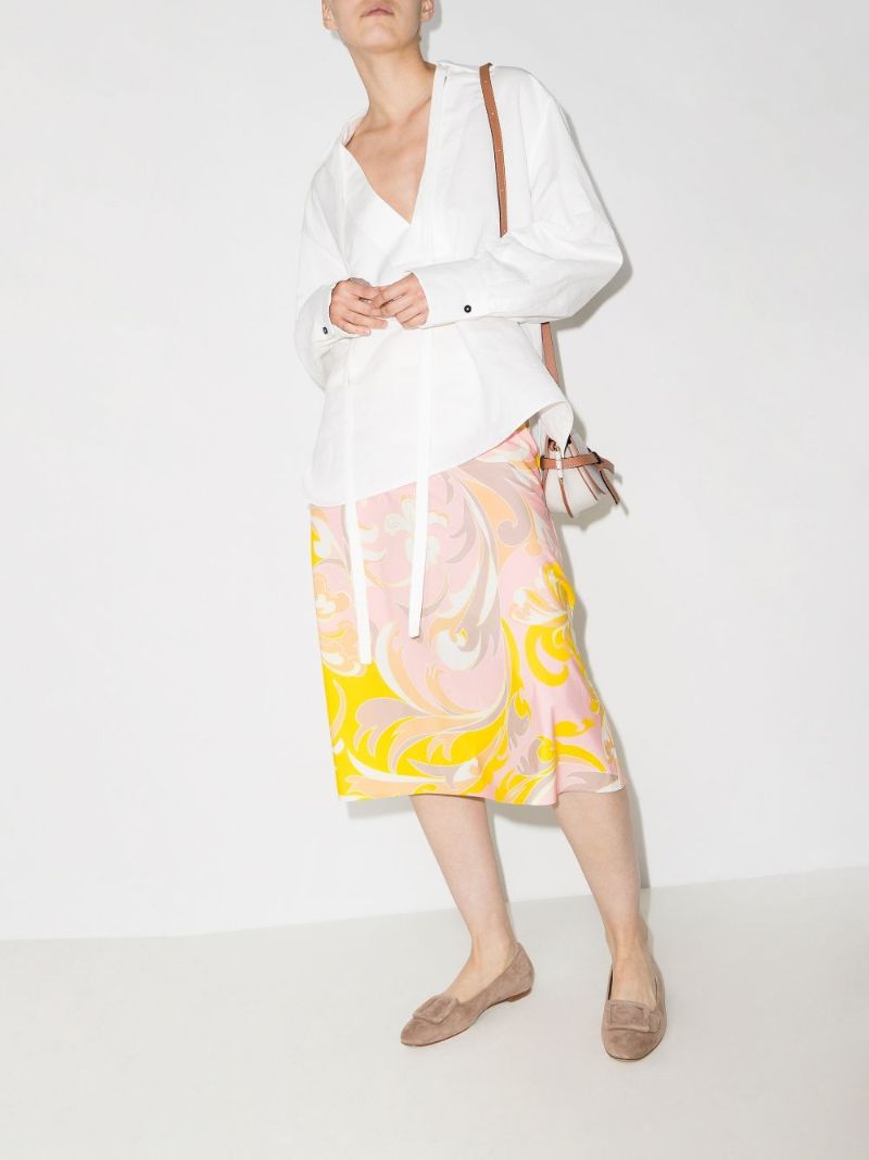 Tropicana Print Midi Skirt