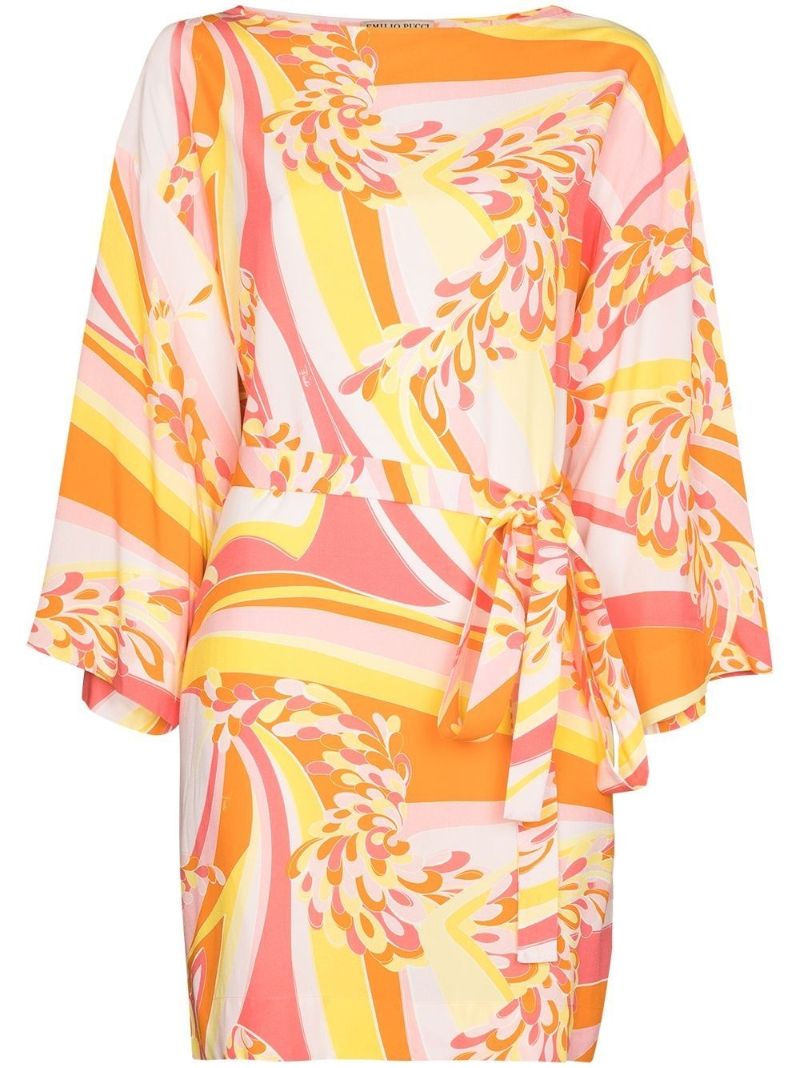 Abstract-print Tie-waist Beach Dress