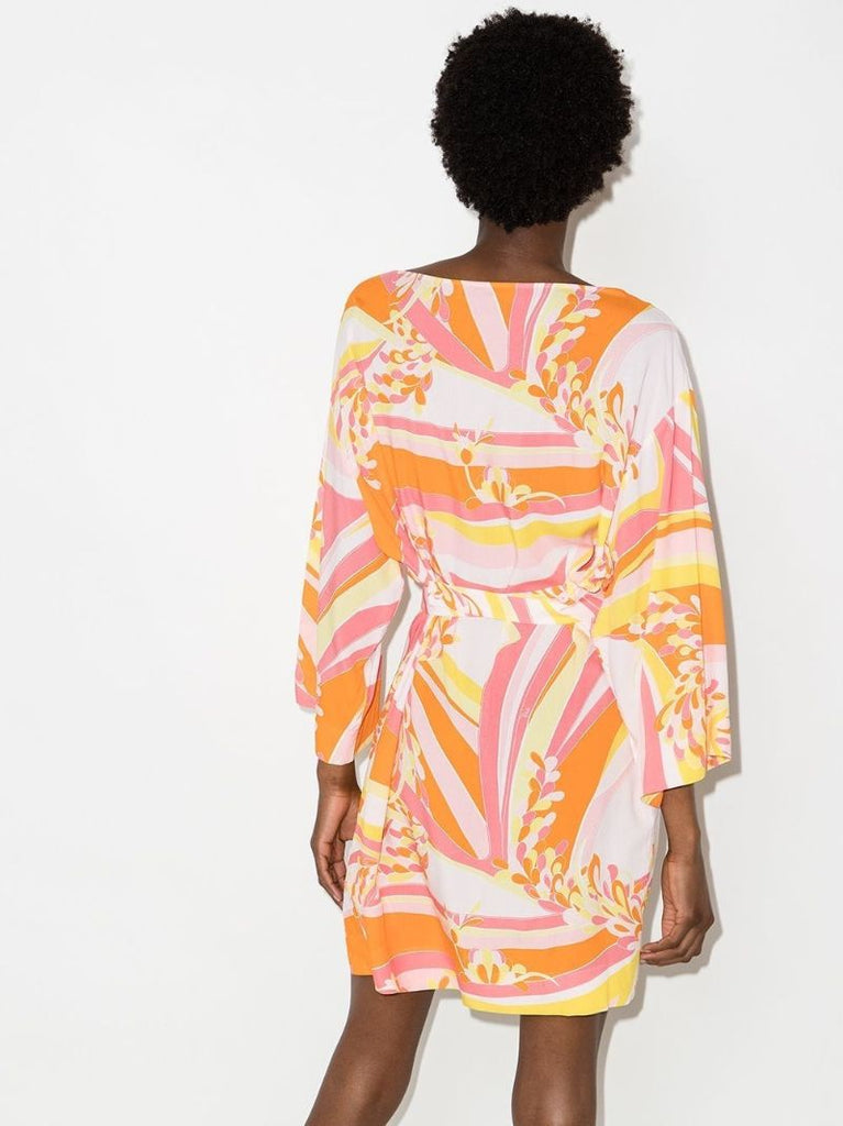 Abstract-print Tie-waist Beach Dress