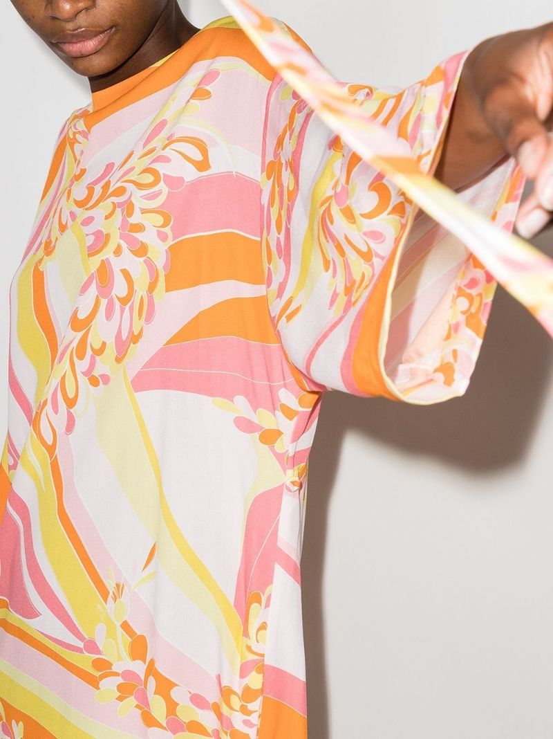 Abstract-print Tie-waist Beach Dress