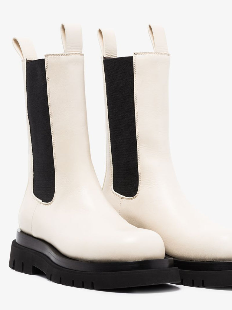 White the Lug Leather Boots