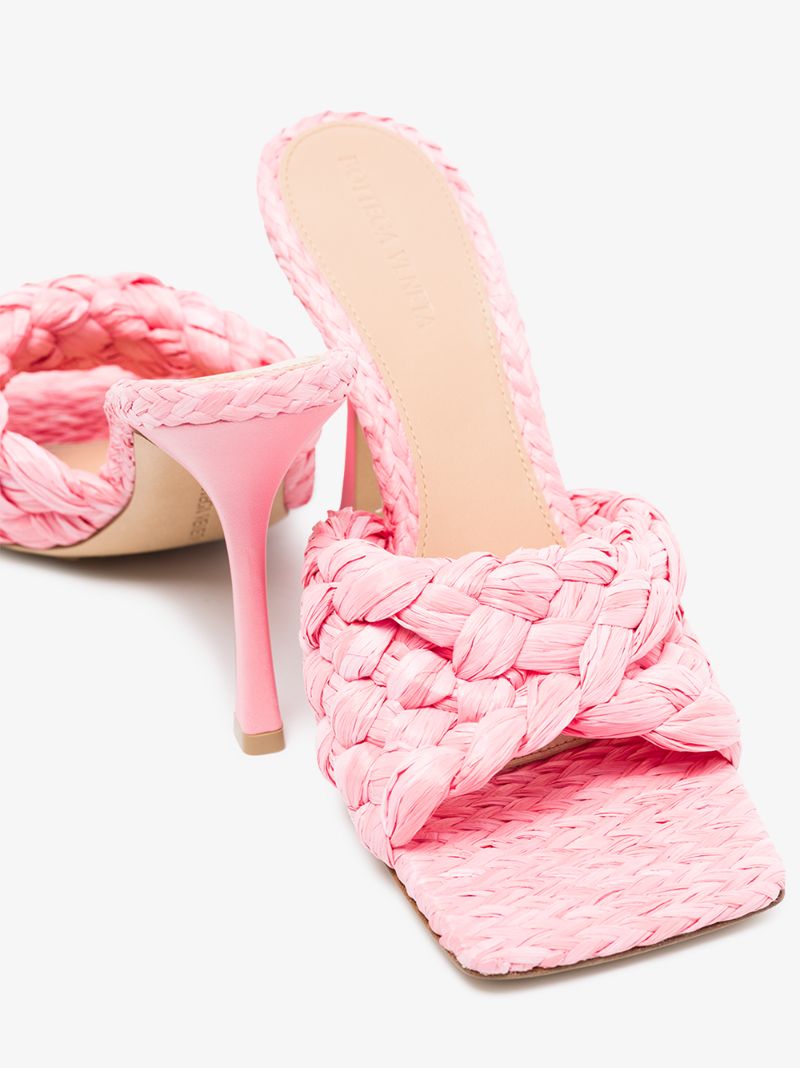 Pink Stretch 90 Raffia Sandals