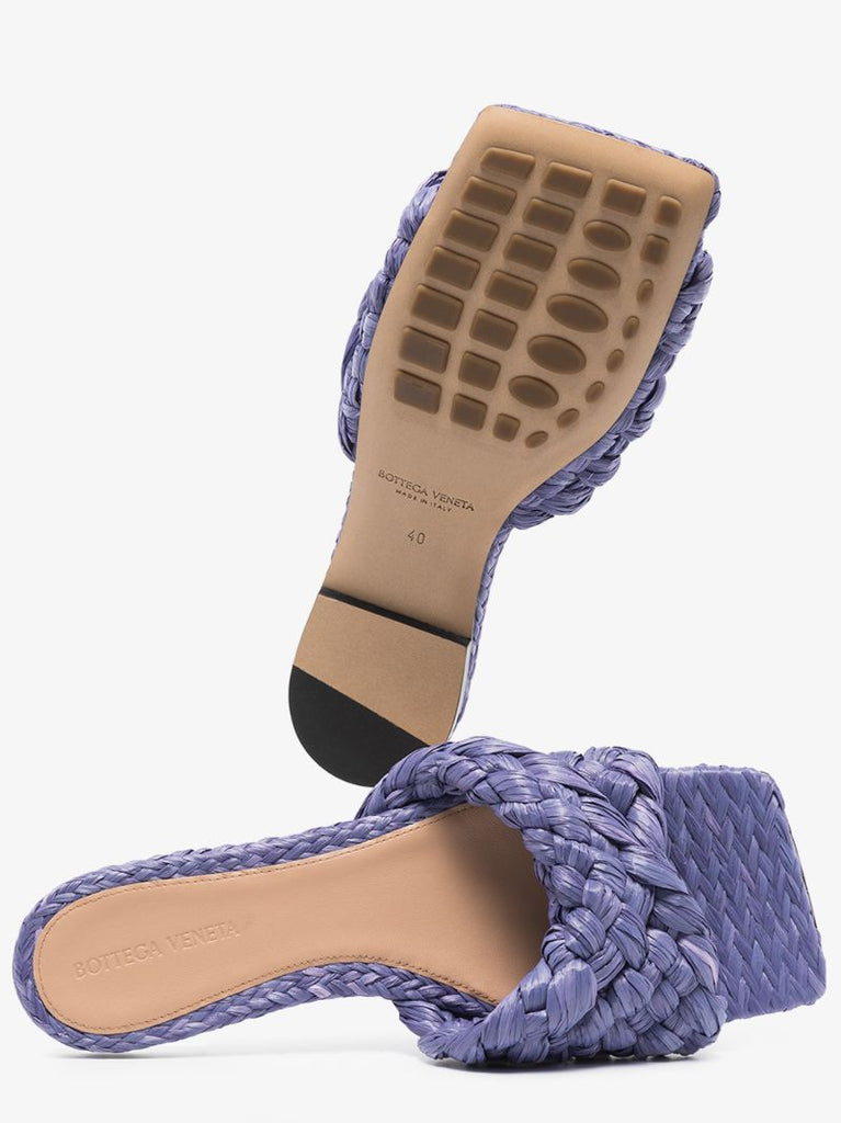 Purple Stretch Intrecciato Raffia Slides