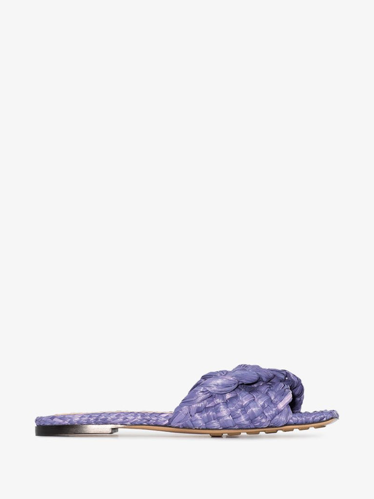 Purple Stretch Intrecciato Raffia Slides