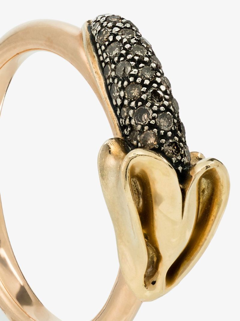 18k Rose and Yellow Gold Banana Diamond Ring