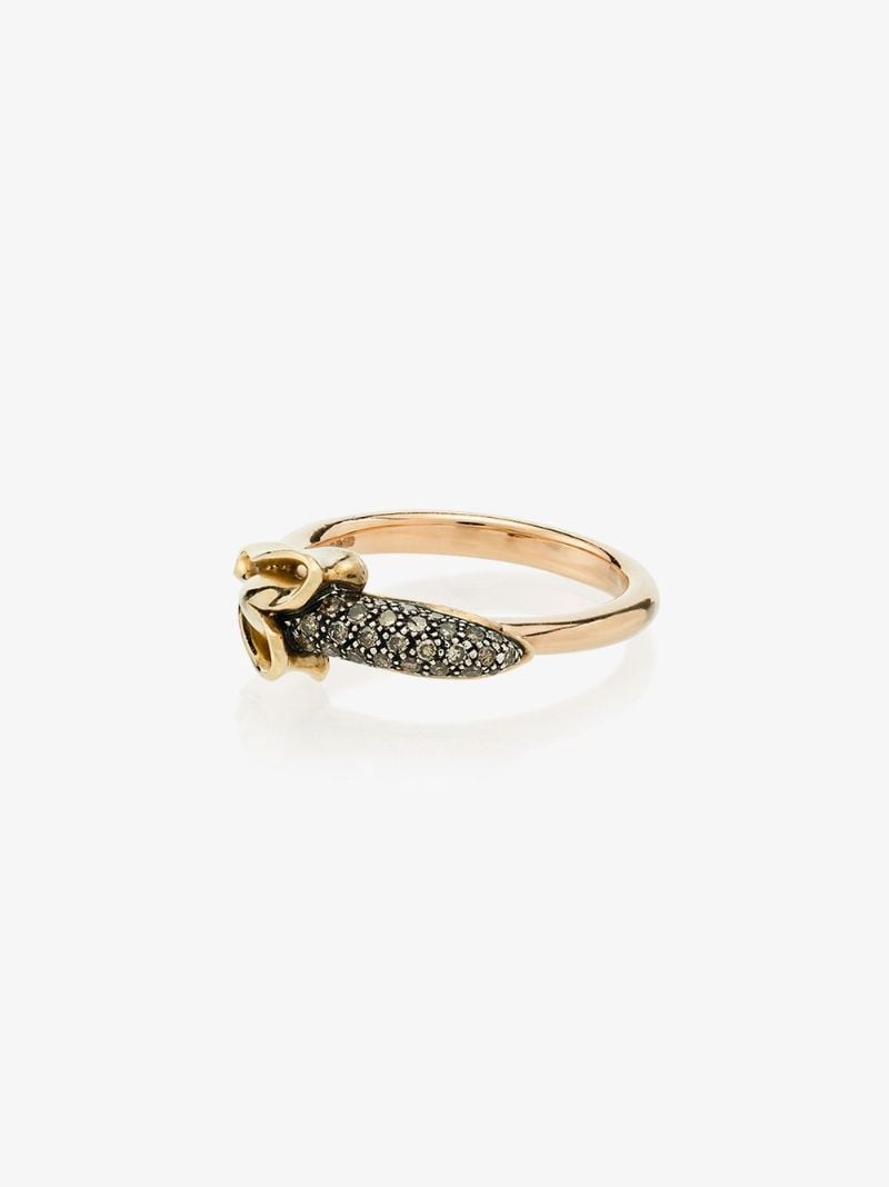 18k Rose and Yellow Gold Banana Diamond Ring