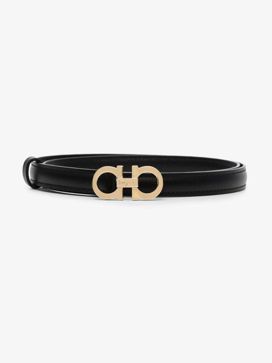 Black Gancini Slim Leather Belt