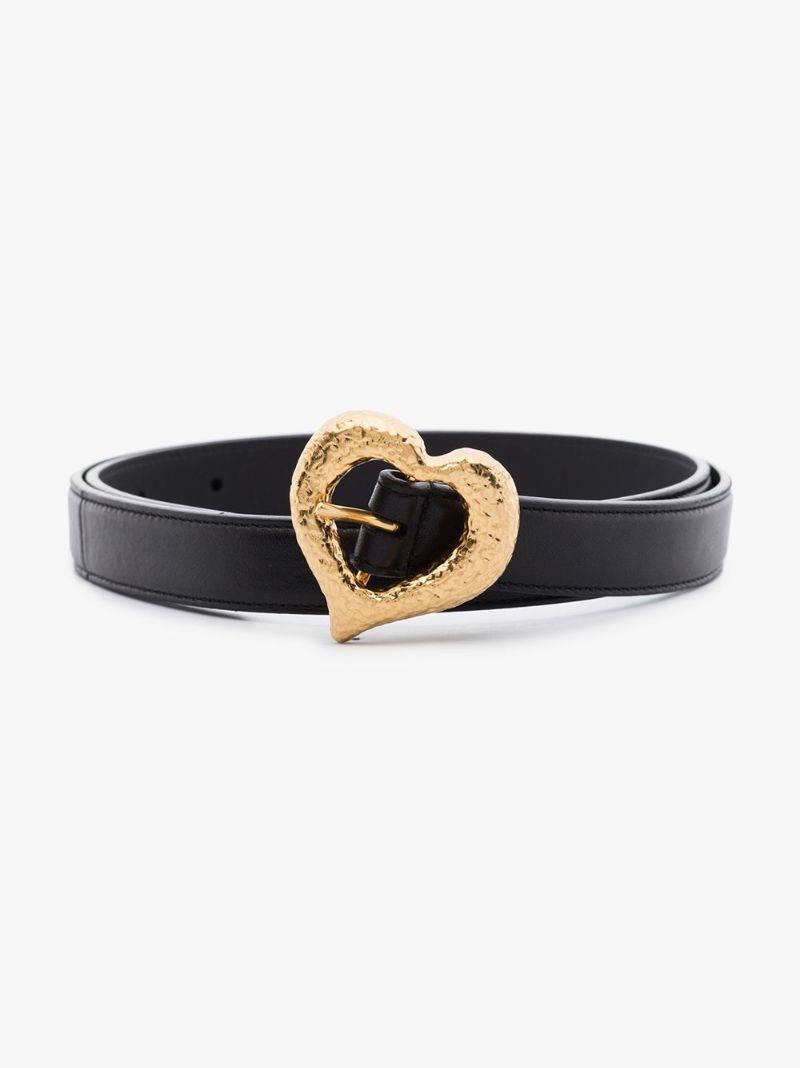 Black Heart Buckle Leather Belt