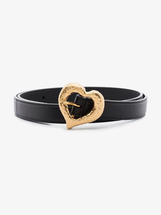 Black Heart Buckle Leather Belt