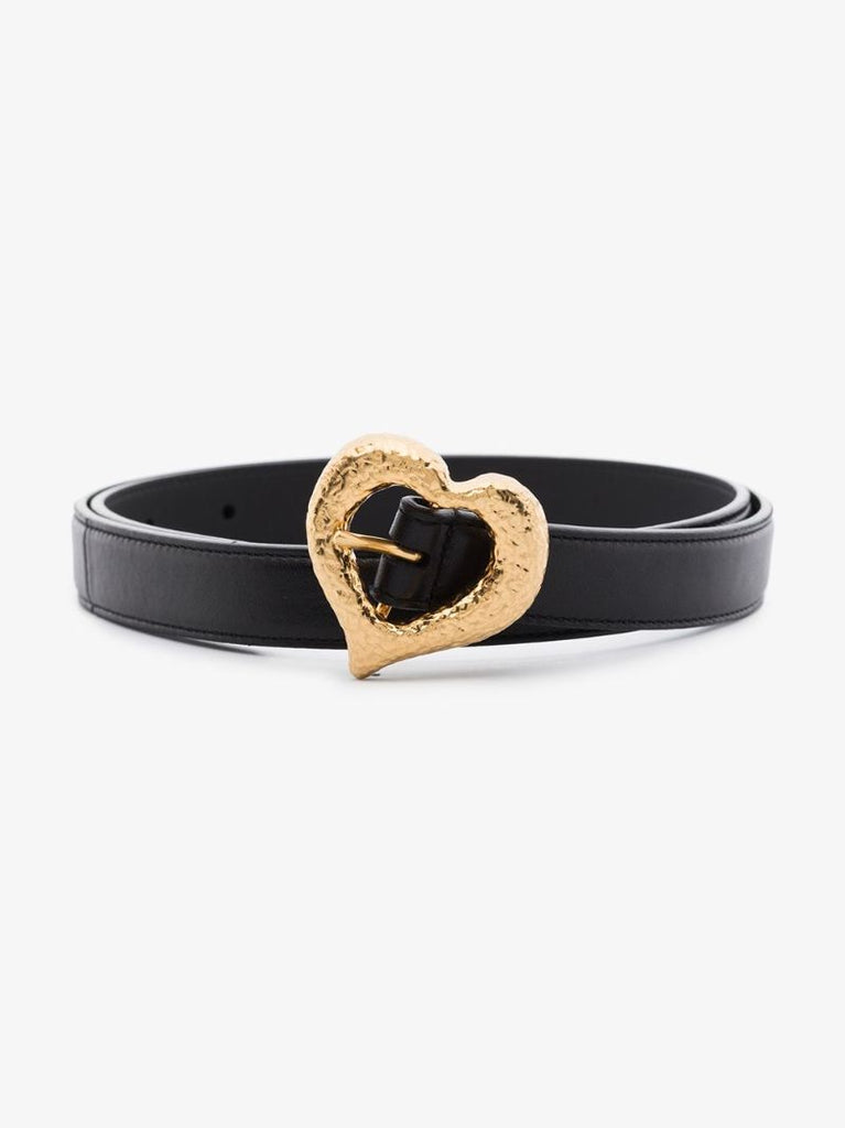Black Heart Buckle Leather Belt
