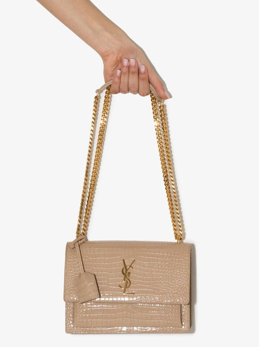 Neutral Sunset Mock Croc Leather Shoulder Bag