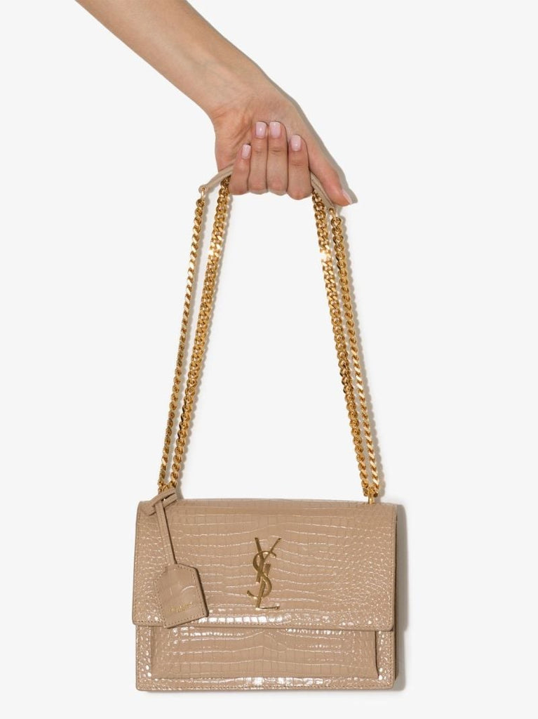 Neutral Sunset Mock Croc Leather Shoulder Bag