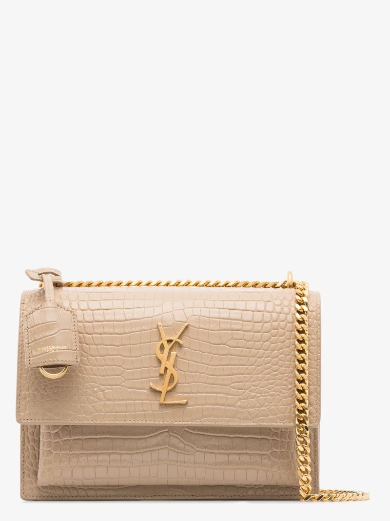 Neutral Sunset Mock Croc Leather Shoulder Bag
