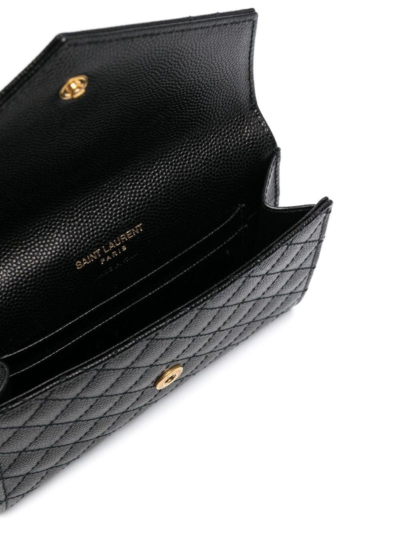 Black Envelope Small Quilted Leather Wallet