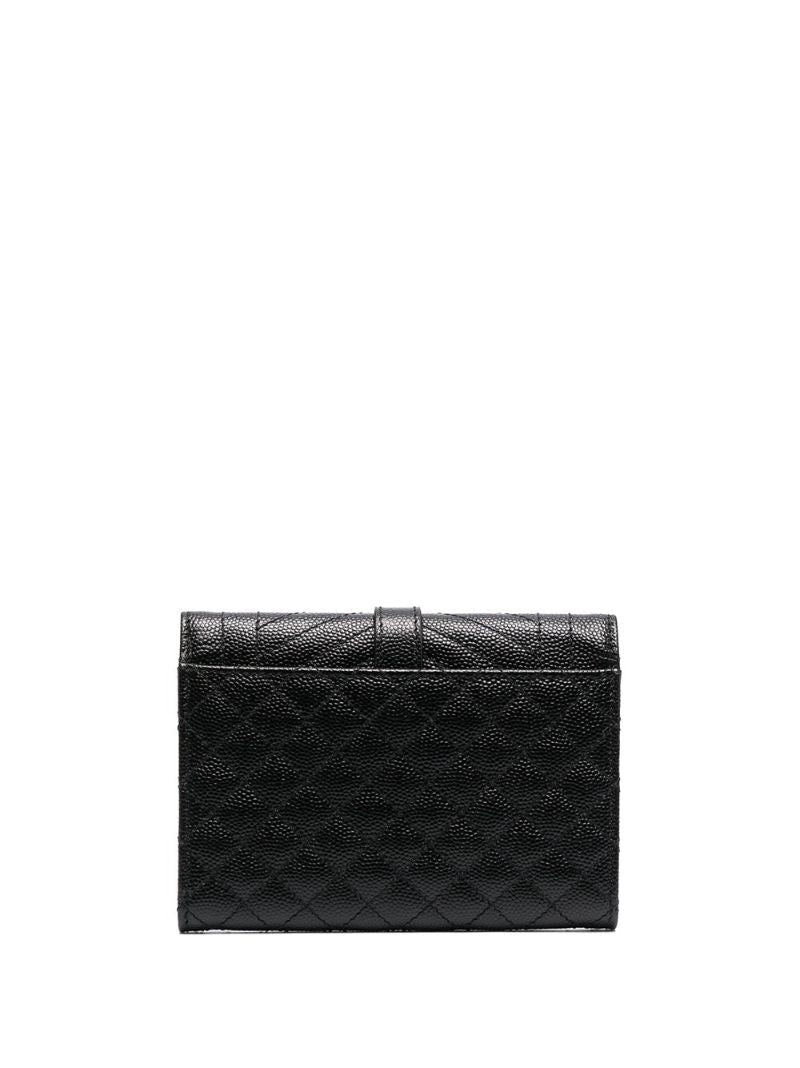 Black Envelope Small Quilted Leather Wallet
