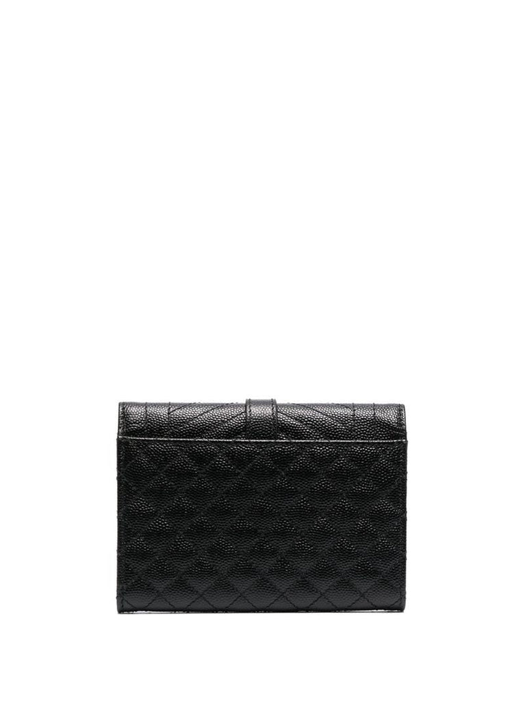 Black Envelope Small Quilted Leather Wallet