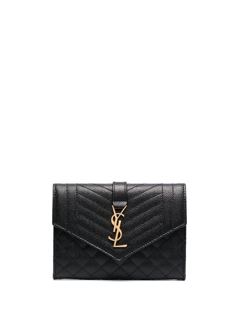Black Envelope Small Quilted Leather Wallet