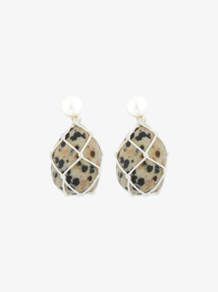 Neutral Dalmatian Stone Drop Earrings