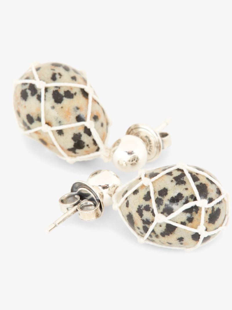 Neutral Dalmatian Stone Drop Earrings