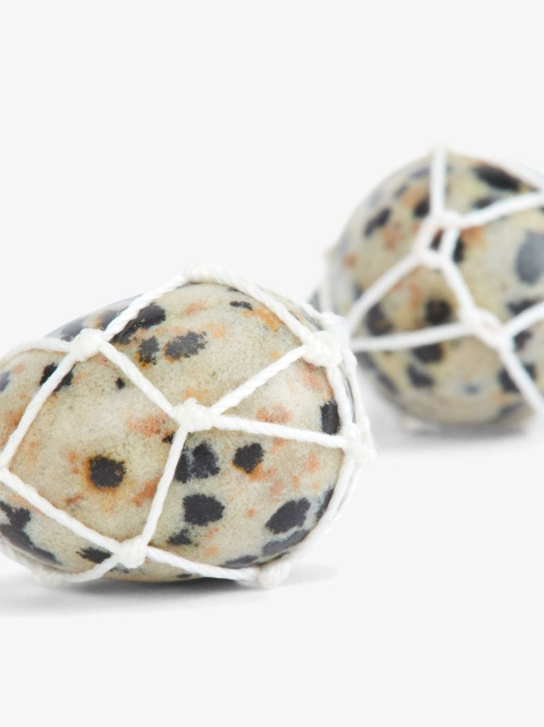 Neutral Dalmatian Stone Drop Earrings