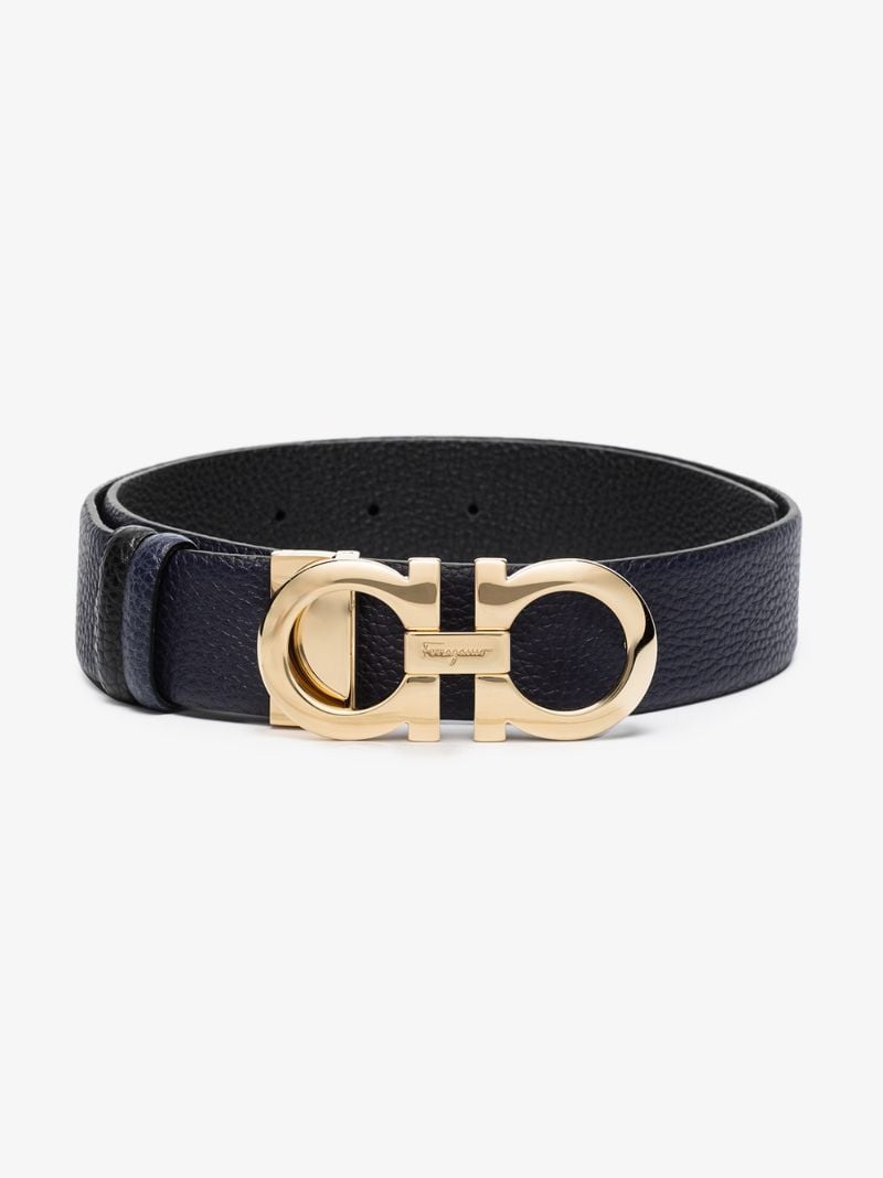 Blue Donna Gancini Leather Belt