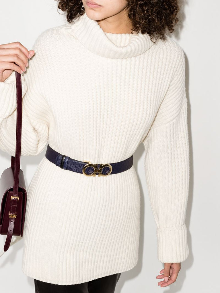Blue Donna Gancini Leather Belt