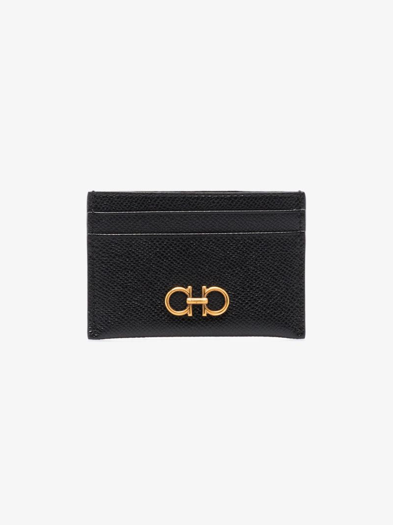 Black Gancini Leather Card Holder