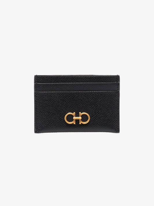 Black Gancini Leather Card Holder