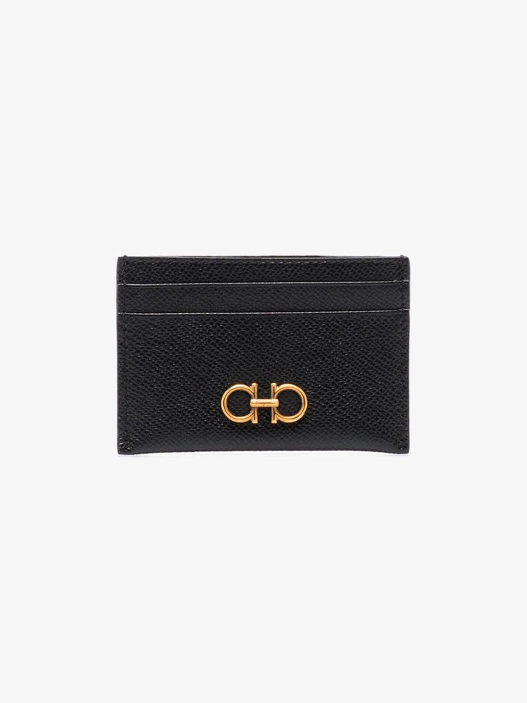 Black Gancini Leather Card Holder