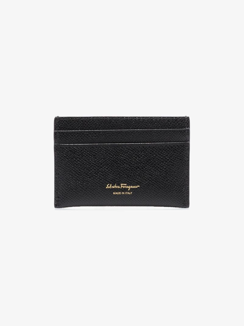 Black Gancini Leather Card Holder