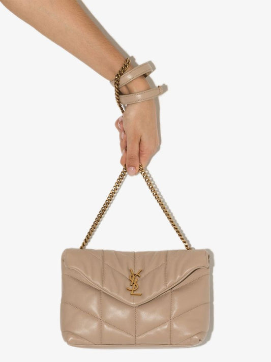 Neutral Loulou Puffer Small Leather Shoulder Bag