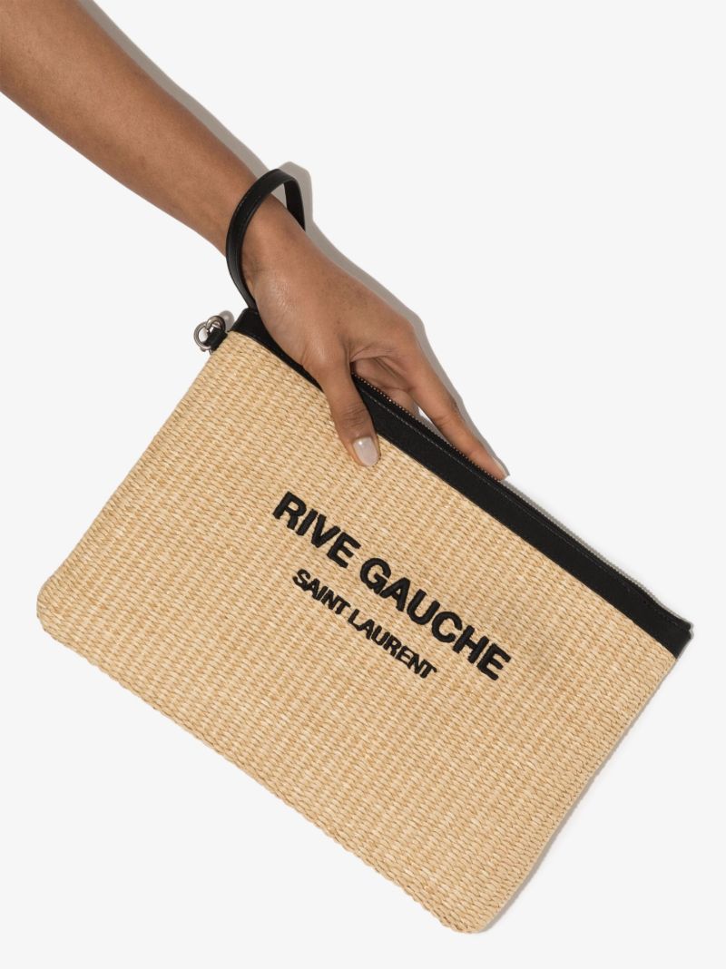 Neutral Rive Gauche Raffia Clutch Bag