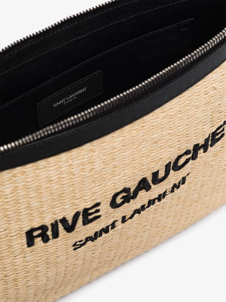 Neutral Rive Gauche Raffia Clutch Bag