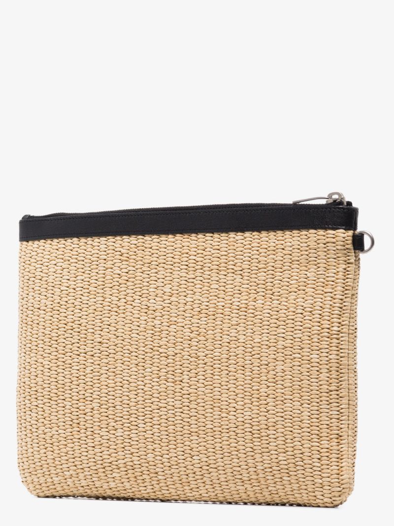 Neutral Rive Gauche Raffia Clutch Bag