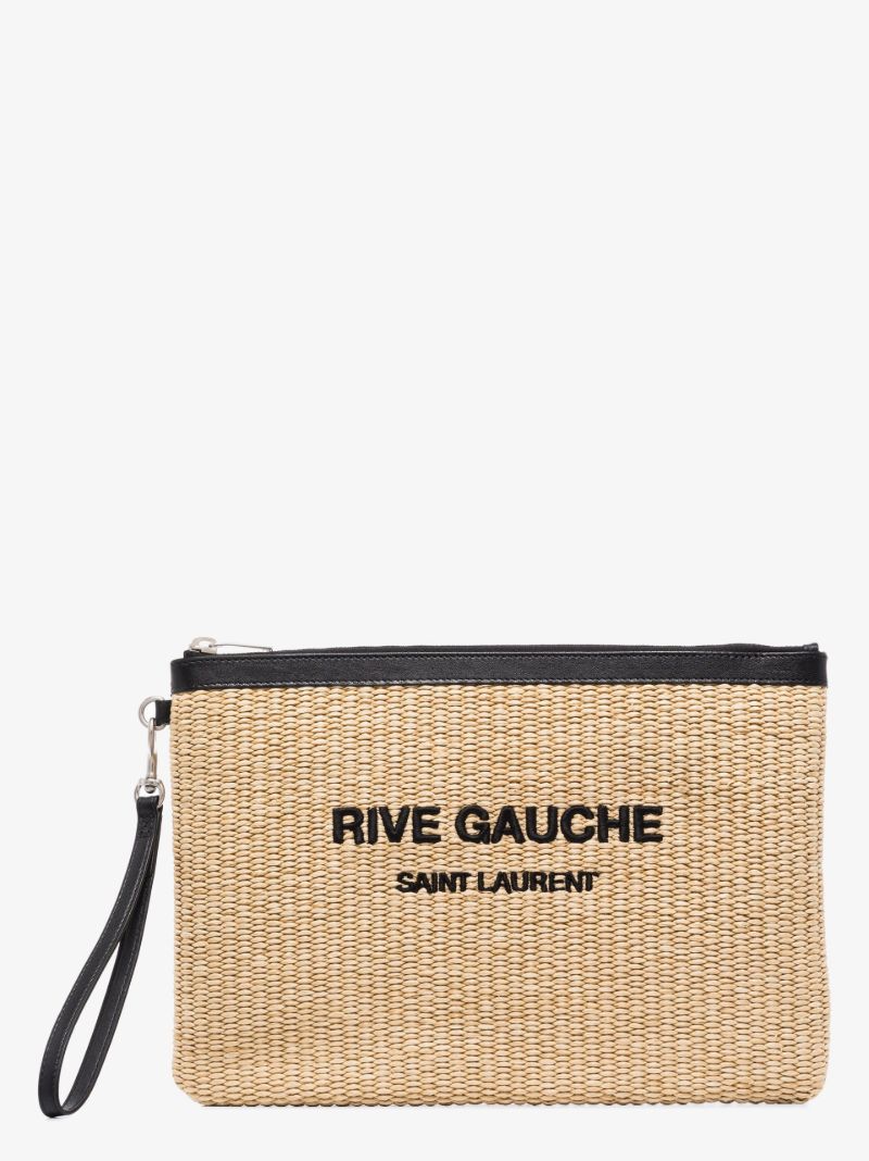 Neutral Rive Gauche Raffia Clutch Bag