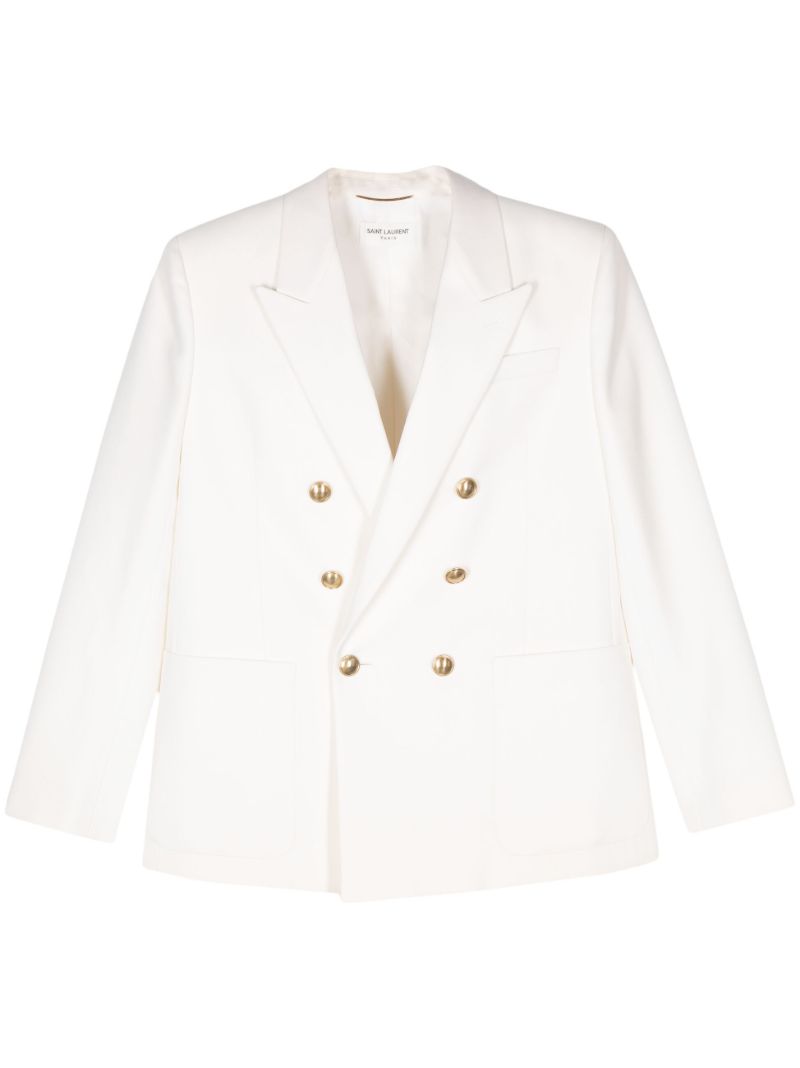 White Double-breasted Wool Blazer