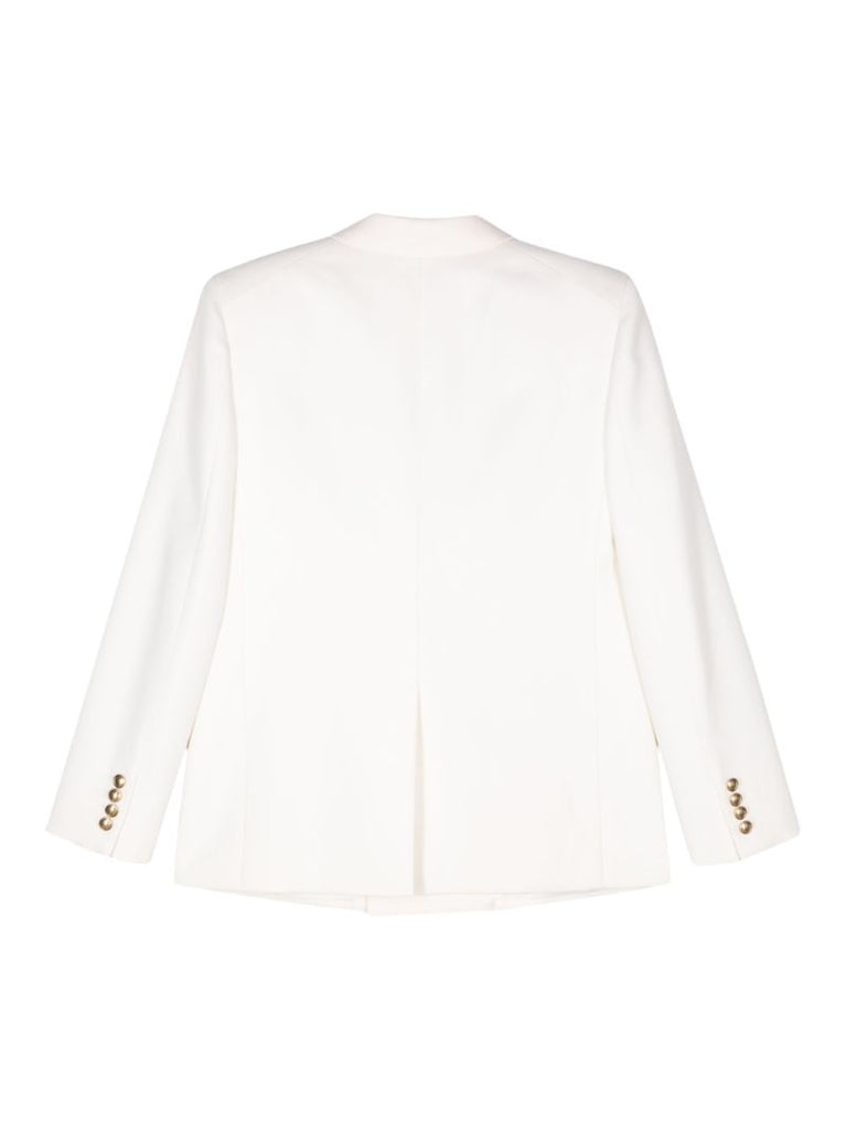 White Double-breasted Wool Blazer