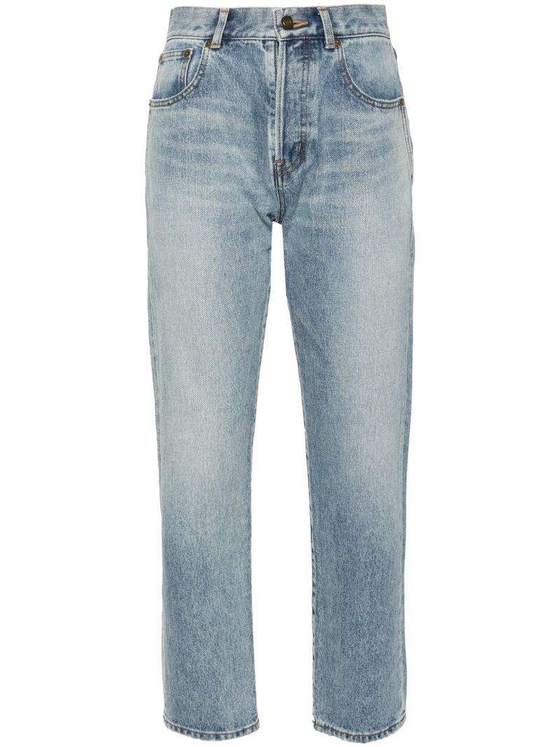 Blue Straight-leg Cropped Jeans