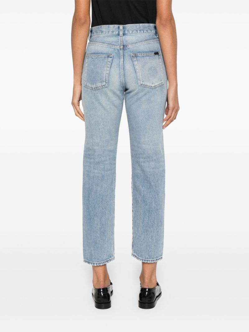 Blue Straight-leg Cropped Jeans