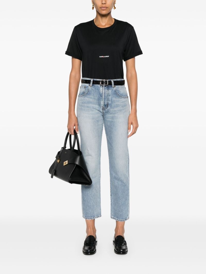 Blue Straight-leg Cropped Jeans