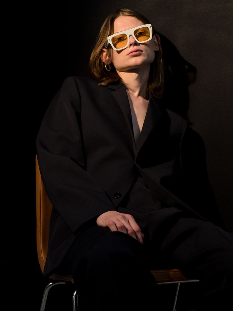 White Fausto Square Sunglasses