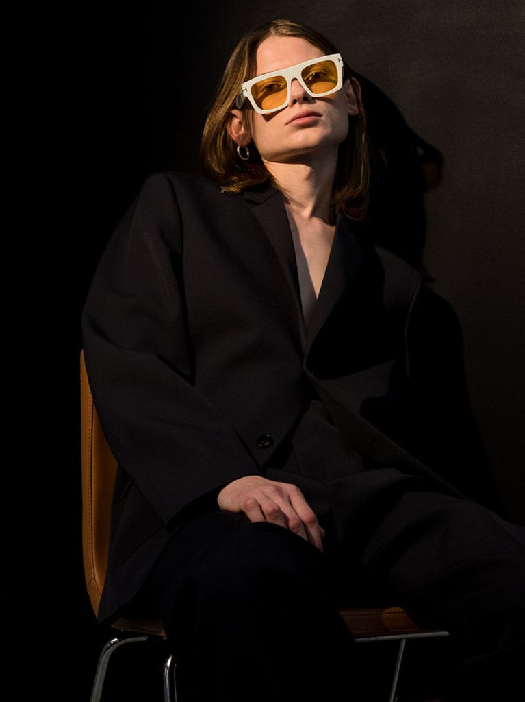White Fausto Square Sunglasses